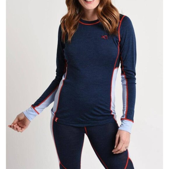 KARI TRAA Womens Small Tikse Long Sleeve Baselayer 100% Wool Shirt Top - Picture 1 of 10